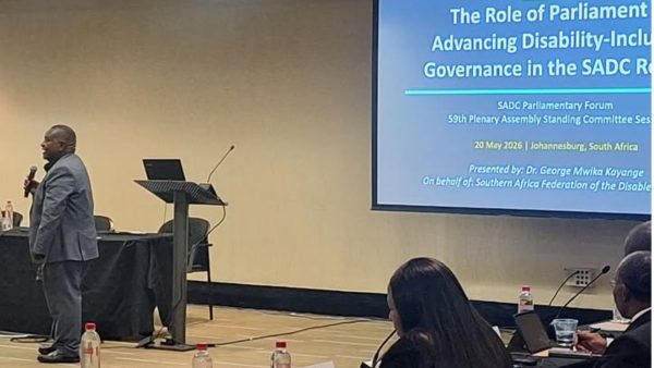George Kyange presenting at SADC Parliamnetary Forum.