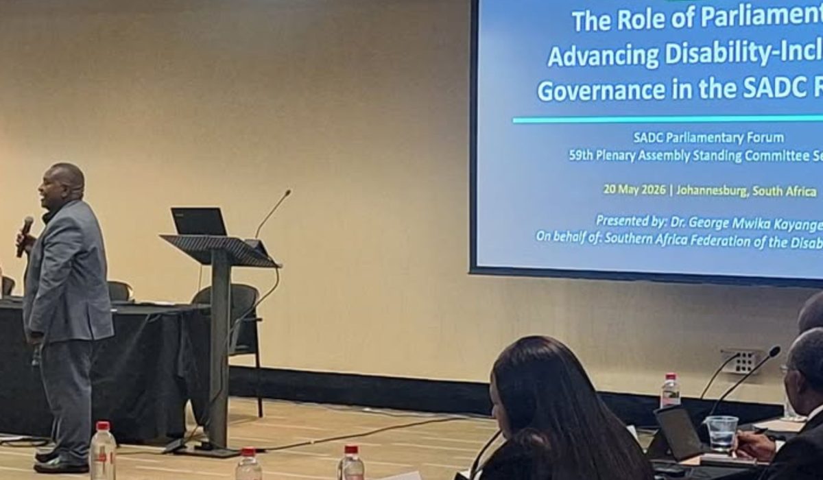 George Kyange presenting at SADC Parliamnetary Forum.